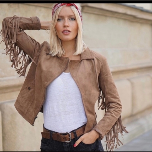 Hollister Fringe Faux Suede Western Moto Style Women’s Jacket Size M - Picture 1 of 6